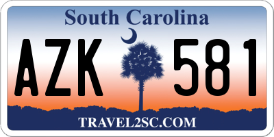 SC license plate AZK581