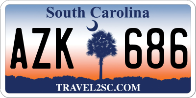SC license plate AZK686