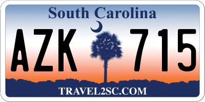 SC license plate AZK715