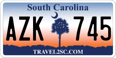 SC license plate AZK745