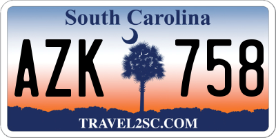 SC license plate AZK758