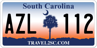 SC license plate AZL112
