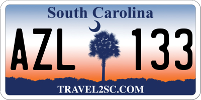 SC license plate AZL133