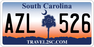 SC license plate AZL526