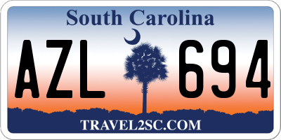 SC license plate AZL694