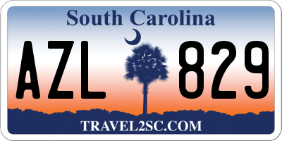SC license plate AZL829
