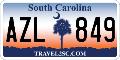 SC license plate AZL849