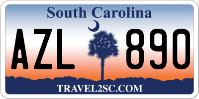 SC license plate AZL890