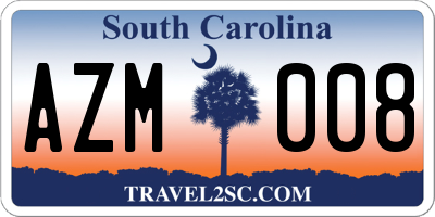 SC license plate AZM008