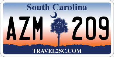 SC license plate AZM209