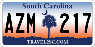 SC license plate AZM217