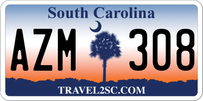 SC license plate AZM308
