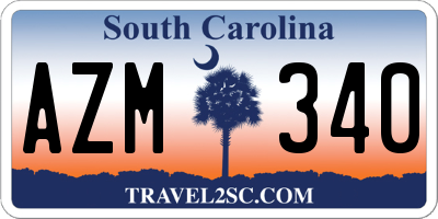 SC license plate AZM340