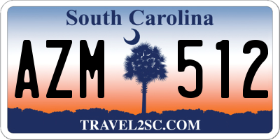 SC license plate AZM512