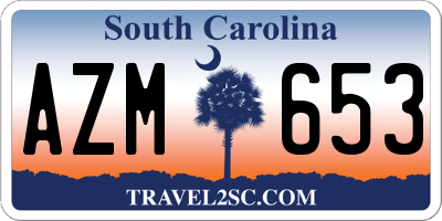 SC license plate AZM653