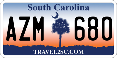 SC license plate AZM680