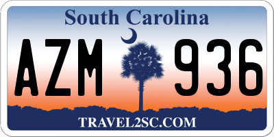 SC license plate AZM936