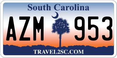SC license plate AZM953