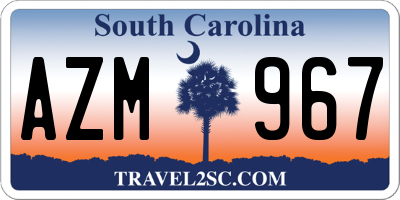 SC license plate AZM967