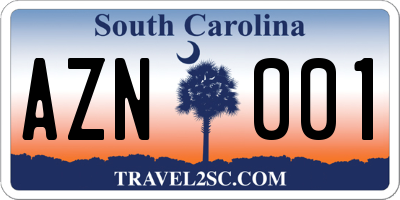 SC license plate AZN001