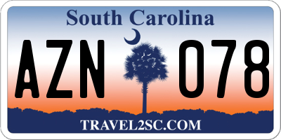 SC license plate AZN078