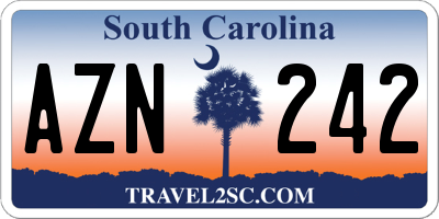 SC license plate AZN242