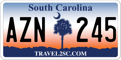 SC license plate AZN245
