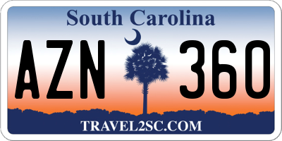 SC license plate AZN360