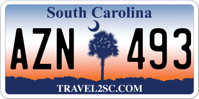 SC license plate AZN493