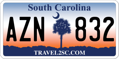 SC license plate AZN832