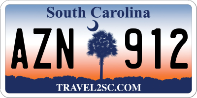 SC license plate AZN912
