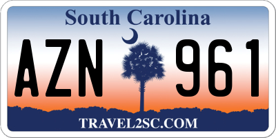 SC license plate AZN961