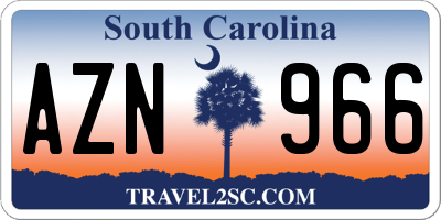SC license plate AZN966