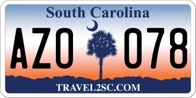 SC license plate AZO078