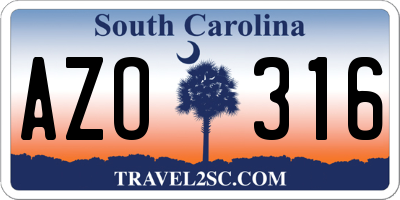 SC license plate AZO316