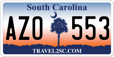 SC license plate AZO553