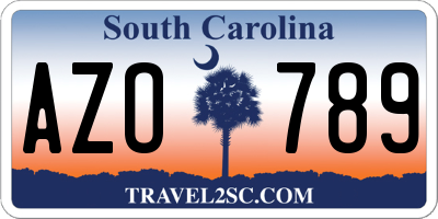 SC license plate AZO789