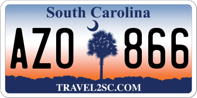 SC license plate AZO866