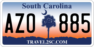 SC license plate AZO885