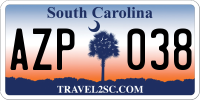 SC license plate AZP038