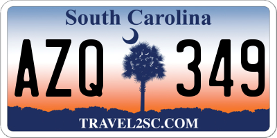 SC license plate AZQ349
