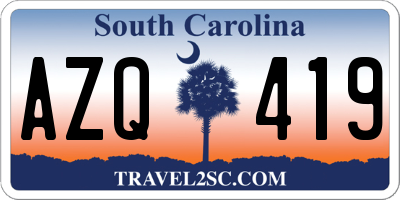 SC license plate AZQ419