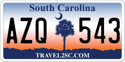 SC license plate AZQ543
