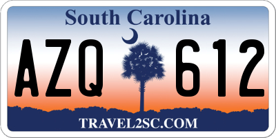 SC license plate AZQ612