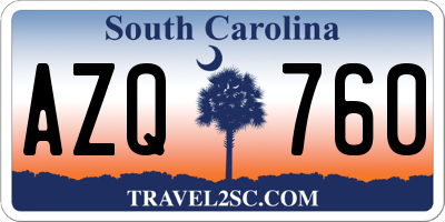 SC license plate AZQ760