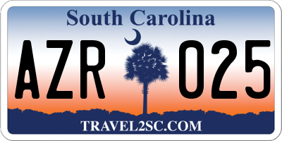 SC license plate AZR025
