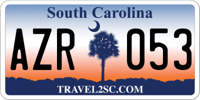 SC license plate AZR053