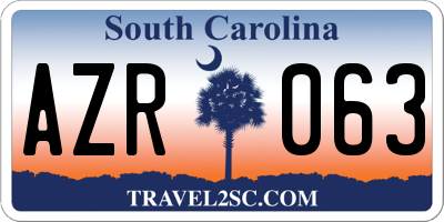 SC license plate AZR063