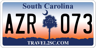 SC license plate AZR073