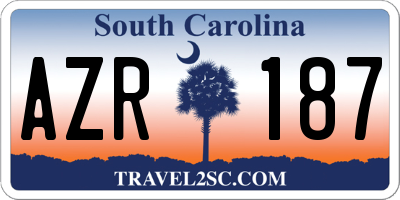SC license plate AZR187